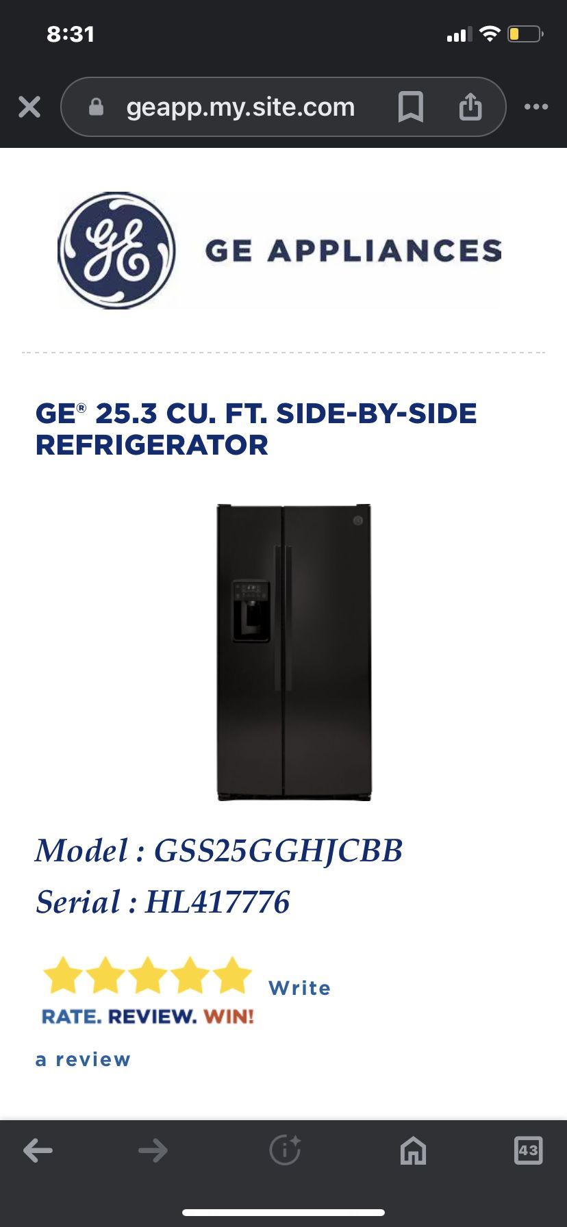 GE Refrigerator/Freezer 