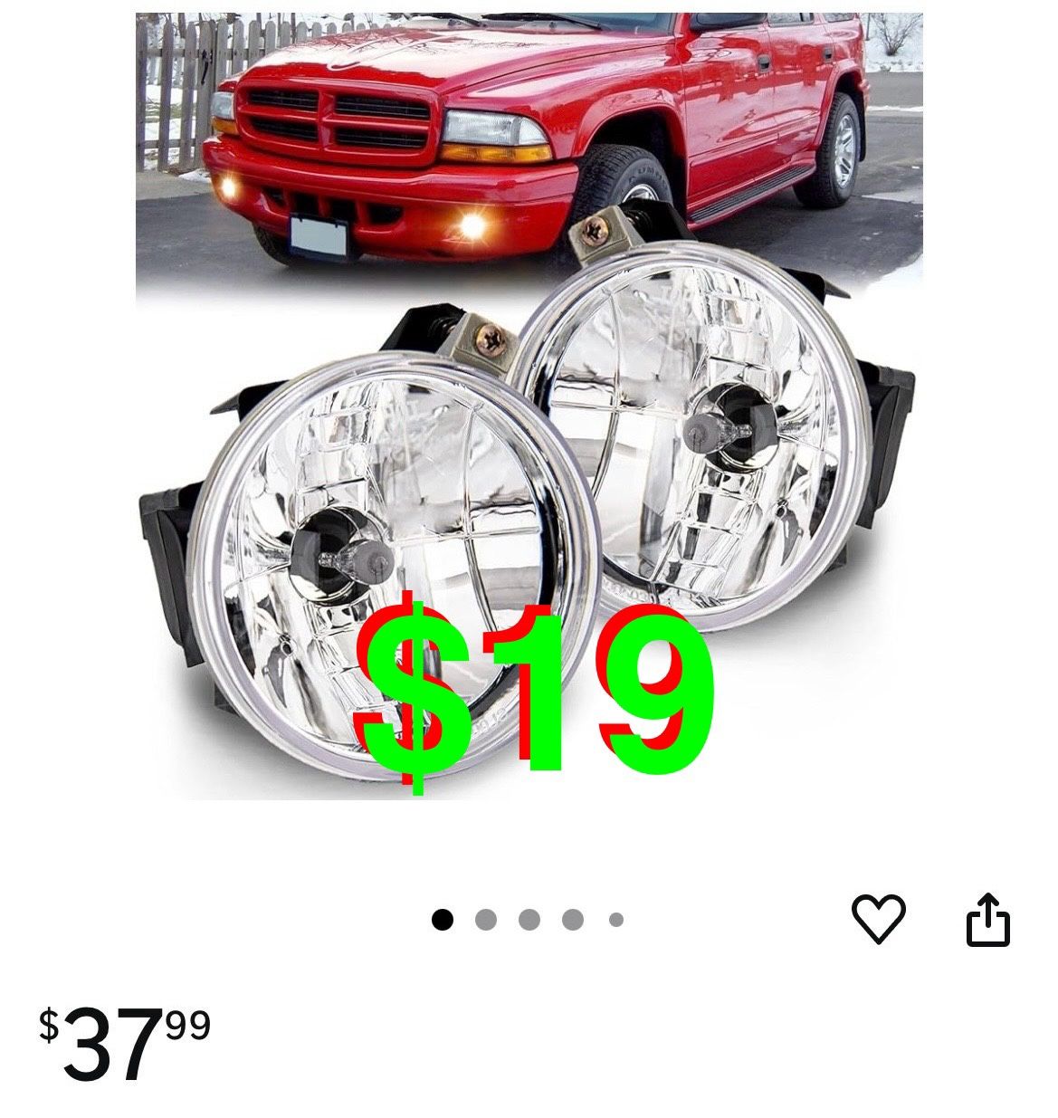Fog Lights Lamps Replacement for 2001-2003 Dodge Durango, 2001-2004 Dodge Dakota Pickup Fog Light Assembly Compatible with 881 12V 27W Bulbs Clear Len