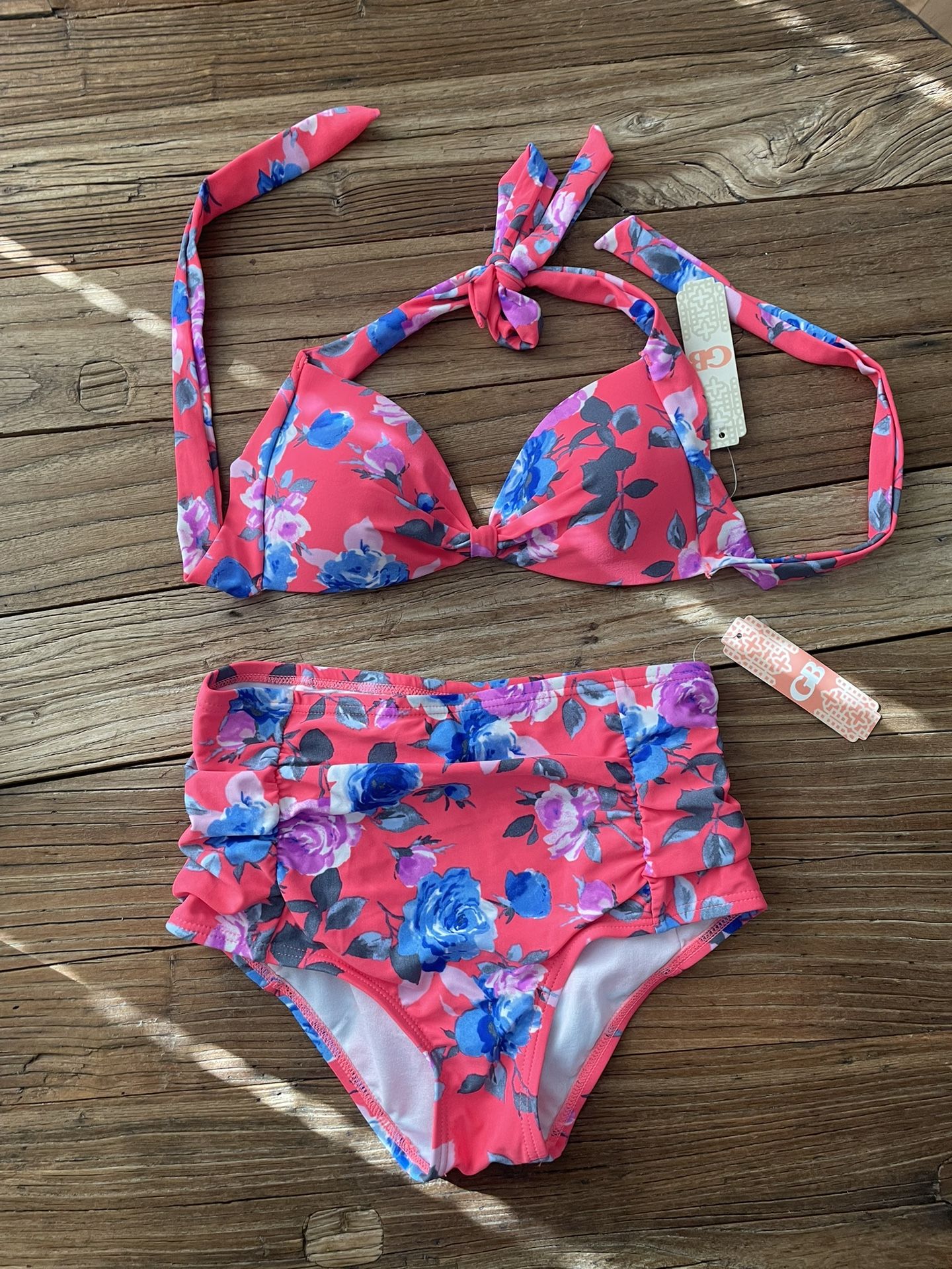 New Gianni Bini Retro High Waisted Swim Bikini Small