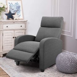 Brand new Recliner Chair Ergonomic Adjustable Single Fabric Sofa with Thicker Seat Cushion Modern Home Theater Seating for Living Room (Grey) Brand