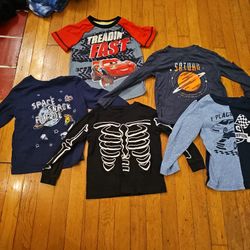 Lot Of 5 Shirts+ One Matching Shorts For Boys Size 4-5