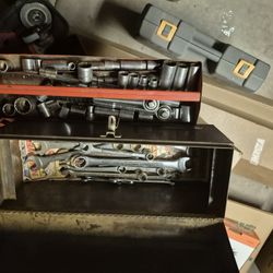Tool Box With Various Wrenches And 2 Socket Sets