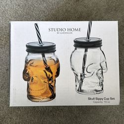 Godinger Studio Home Skull Sippy Cup Set with Box 16 oz (Set of Two)