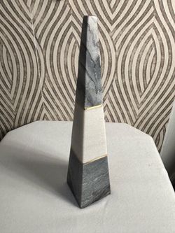 Large heavy marble stone tower sculpture 16 inches tall