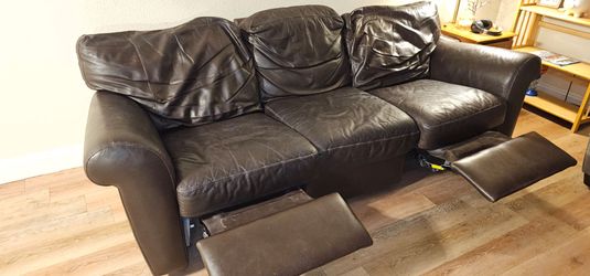 Brown Italian Leather 3-Seat Recliner Sofa