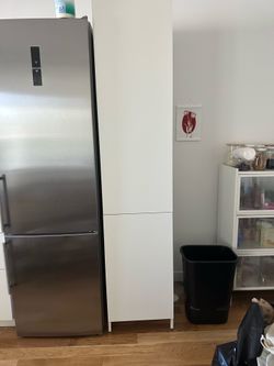 White IKEA Enhet Pantry with doors and shelves