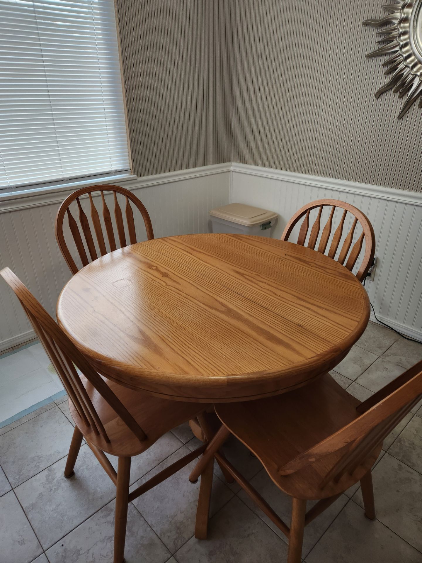 Solid white oak dining table and leaf