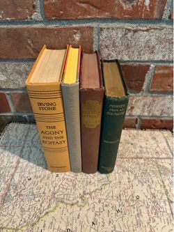 Vintage books home decor earth tones