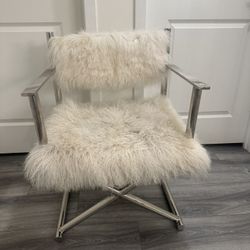 Mongolian Fur Director Chair ® Silver
