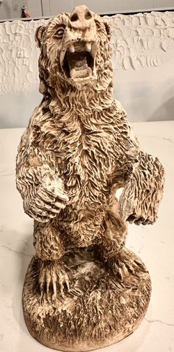 9” Handcrafted Resin Bear detailed, textured coat and a roaring expression