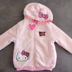 NEW Hello Kitty Zippered Furry Hoodie 3T or 4T