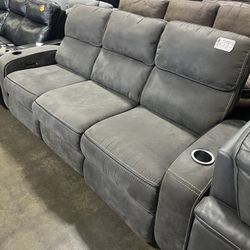 Grey 3- Seat Recliner Sofa 