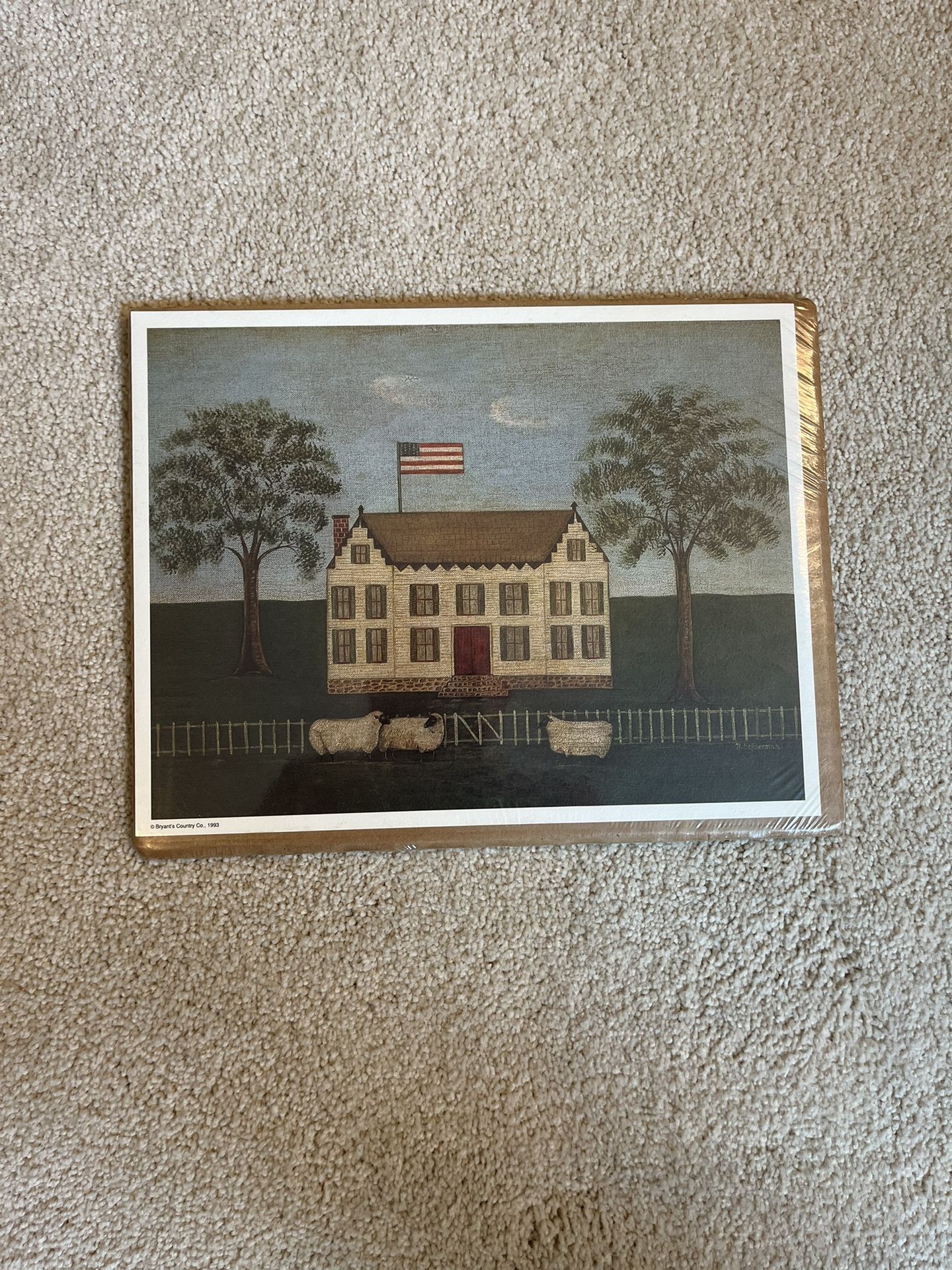 5064-PTT N Schneeman Folk Art Vtg Farm House Signed 1993 Unframed Unopened New