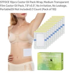STFOCE 10pcs Castor Oil Pack Wrap, Medium Transparent Film Castor Oil Pack, 7.9"x5.5", No Irritation, No Leakage, Portable(Oil Not Included) (1 Count 