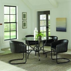 Brand New 5 Piece Gunmetal/Glass Dining Set