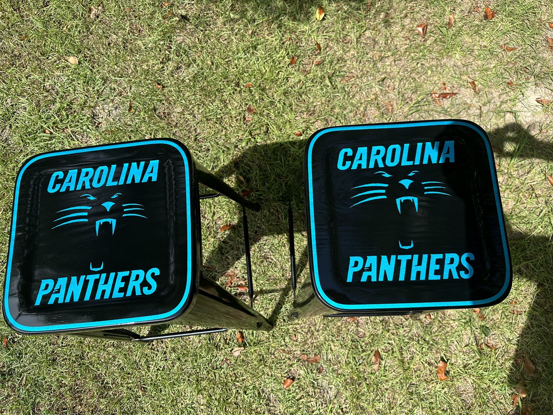 Custom Painted Carolina Panthers Bar Stools