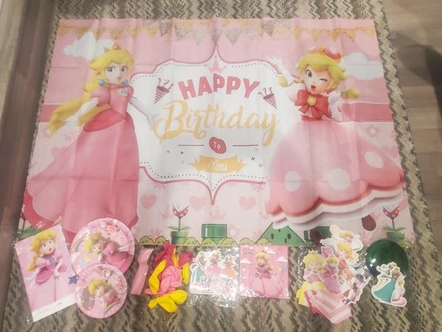 Princess Peach Mario Bros Birthday Party Supplies