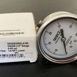 Trerice D83SS2502LA100 - 2.5" D80 Series Industrial Pressure Gauge