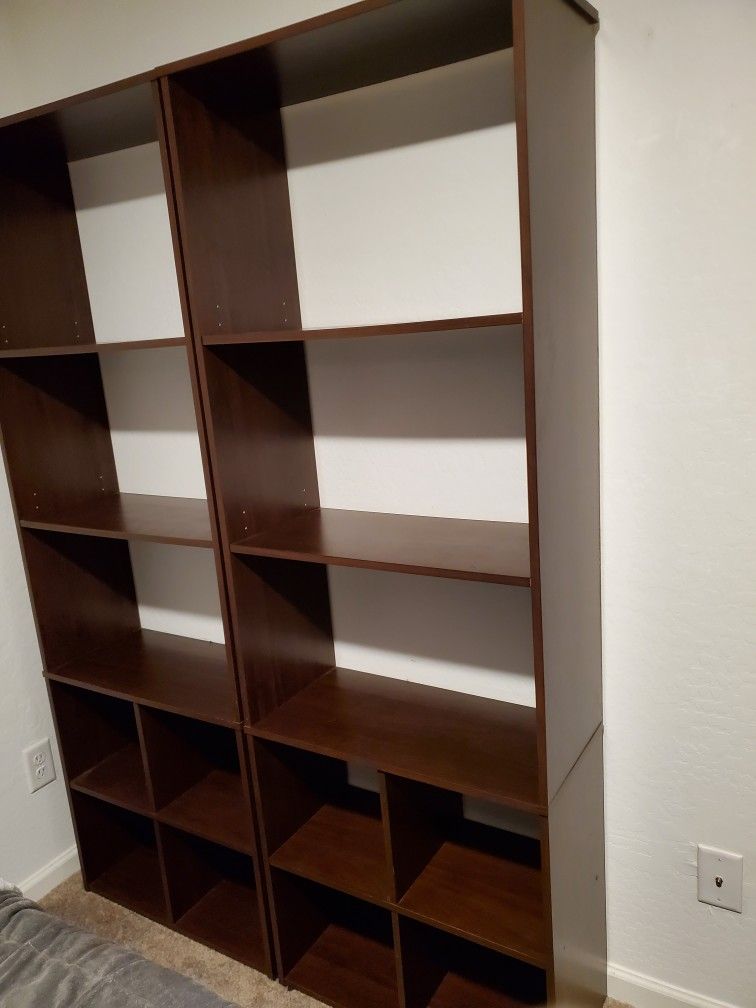 2 Brown Book Shelves