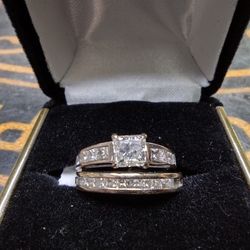 14k Princess Cut Diamond Ring White Gold 