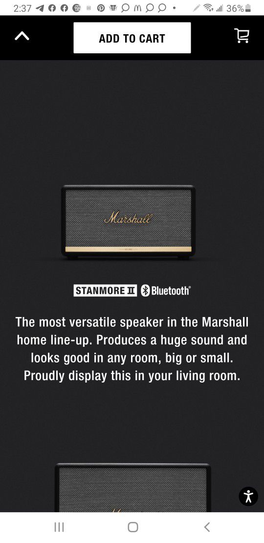 Smart Speaker Marshall Stanmore II Voice W/ Alexa Speaker