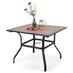 Sunshine Valley Outdoor Table Square Outdoor Dining Table 37-in W x 37-in L with Umbrella Hole