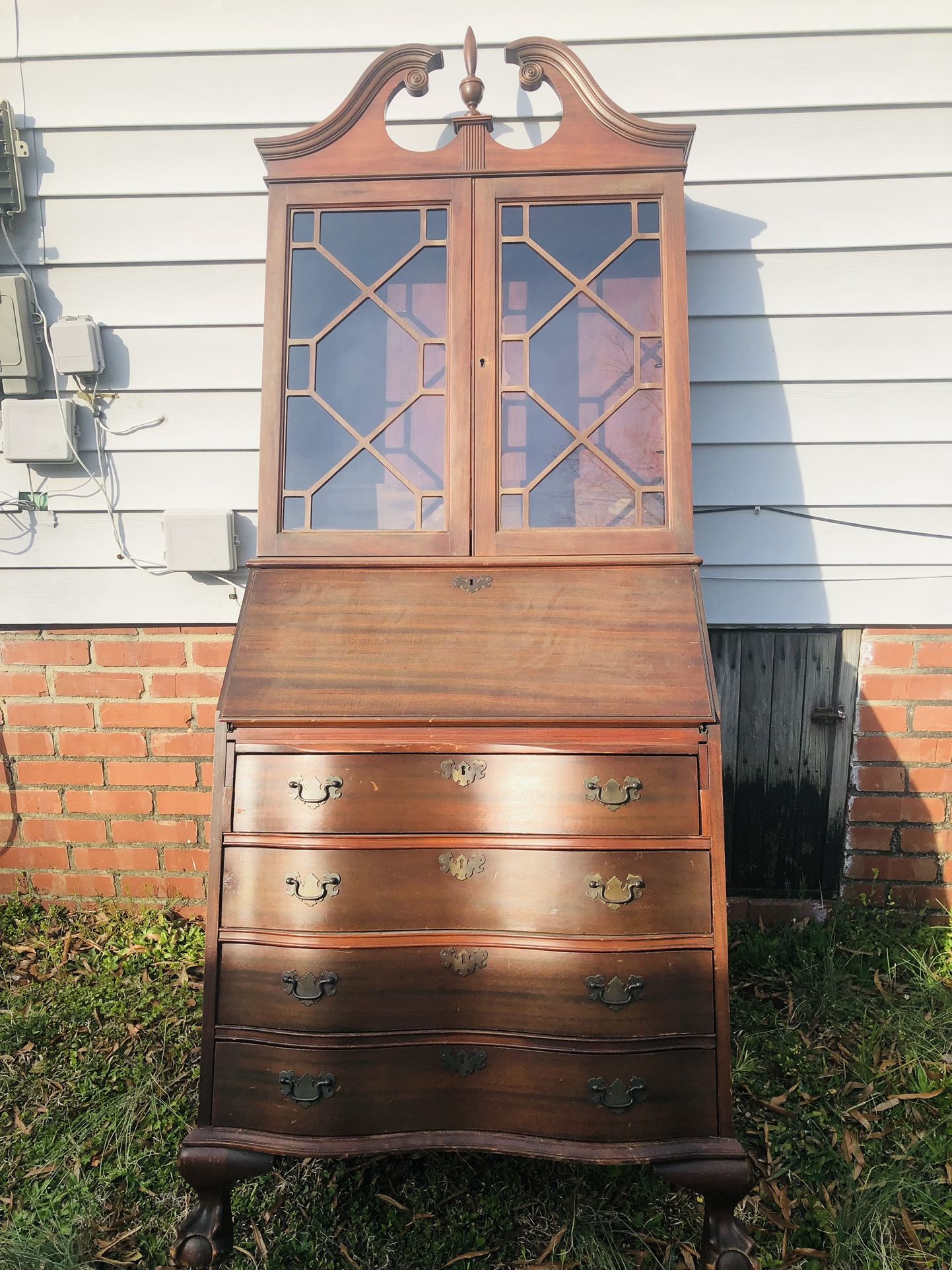 Antique Early 1900’s Ball And Claw Feet Tall Secretary Desk