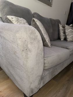 Gray Microfiber Fabric 3-Seat Sofa Rolled Arms Removable Cushions Foam Fill