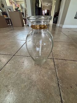 Clear Glass Vase with Gold Accent