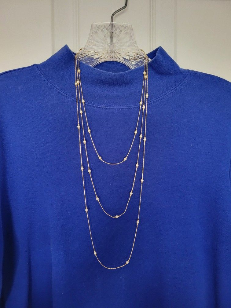 Vintage Monet Faux Pearl Bead Necklaces. Set of 3: 18", 24" & 30" 
