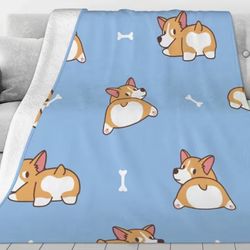 Corgi Dog Fleece Microfiber Warm Blanket Cover Up