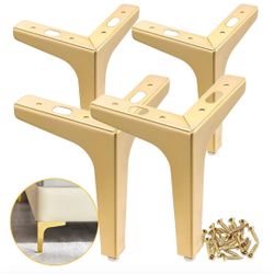 6 Inch Brushed Gold Furniture Legs, Metal Set of 4 for Sofa, Cabinet, Night Stand ($35 Value!)