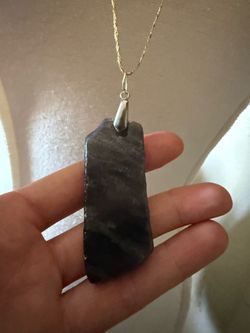 Dark Stone Pendant Necklace with Gold Chain