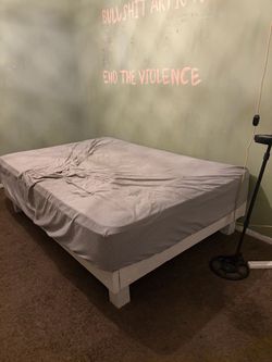 FREE White Wood Platform Bed Frame Full/Queen