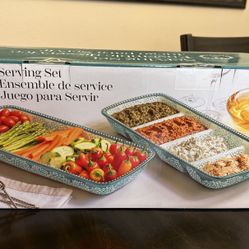 Stoneware Serving Trays Set Of 2