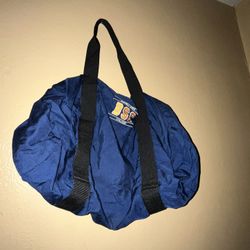 Blue Black Orange and White duffle bag