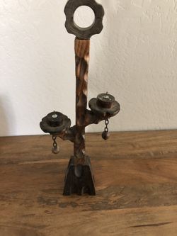 Antique wooden candle holder