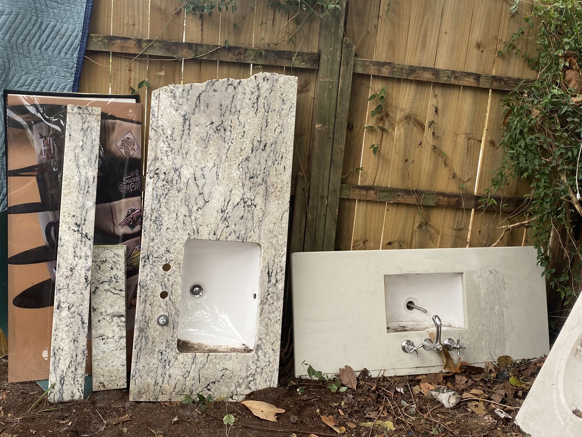 Granite Pieces Some With Sink , One Without
