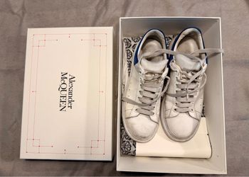 Alexander McQueen Oversized Sneakers White Blue Heel Men’s EU 42 / US 9