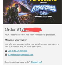 2 apocalypse zombie land festival GA Saturday tickets