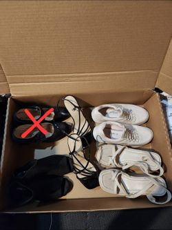 4 Pairs Women Shoes Bundle: Sandals, Heels, Booties, Sneakers