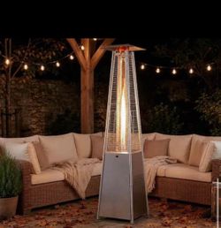 48,000 BTU Propane-Fired Pyramid Patio Heater with Stainless Steel Design and Ign...