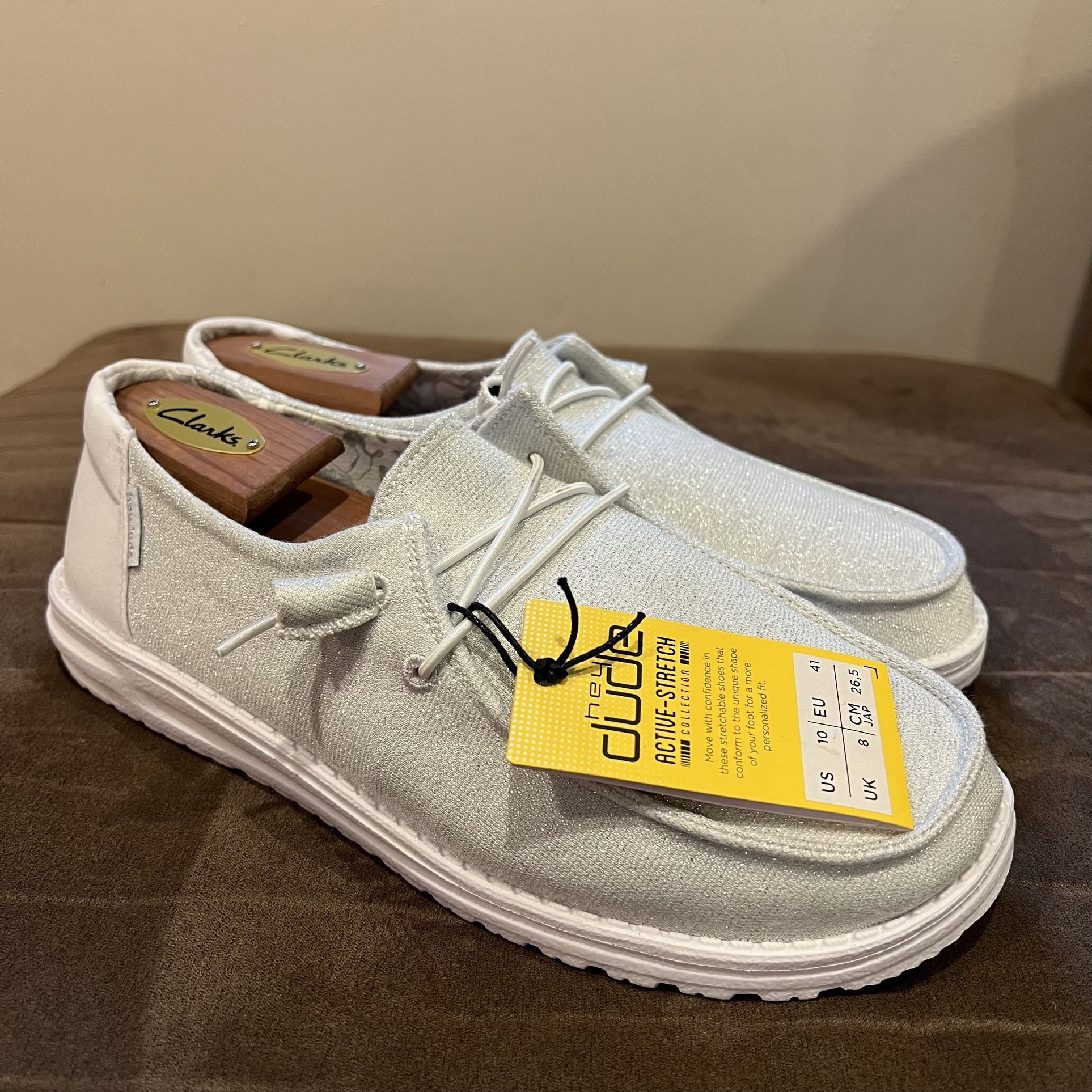 Hey Dude Womens Wendy Stretch Sparkling White Size 10