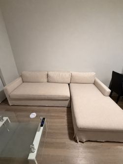 Modern Sectional Sofa with Chaise – Cream/Beige – 120"