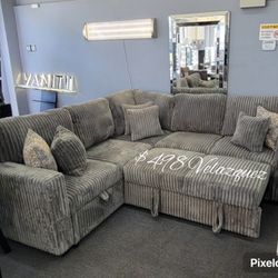 
✅️✅️"3-Piece Convertible Sectional
Reversible Storage Sofa + Reversible Sofa with Pull-Out Bed + USB Port"✅️✅️
