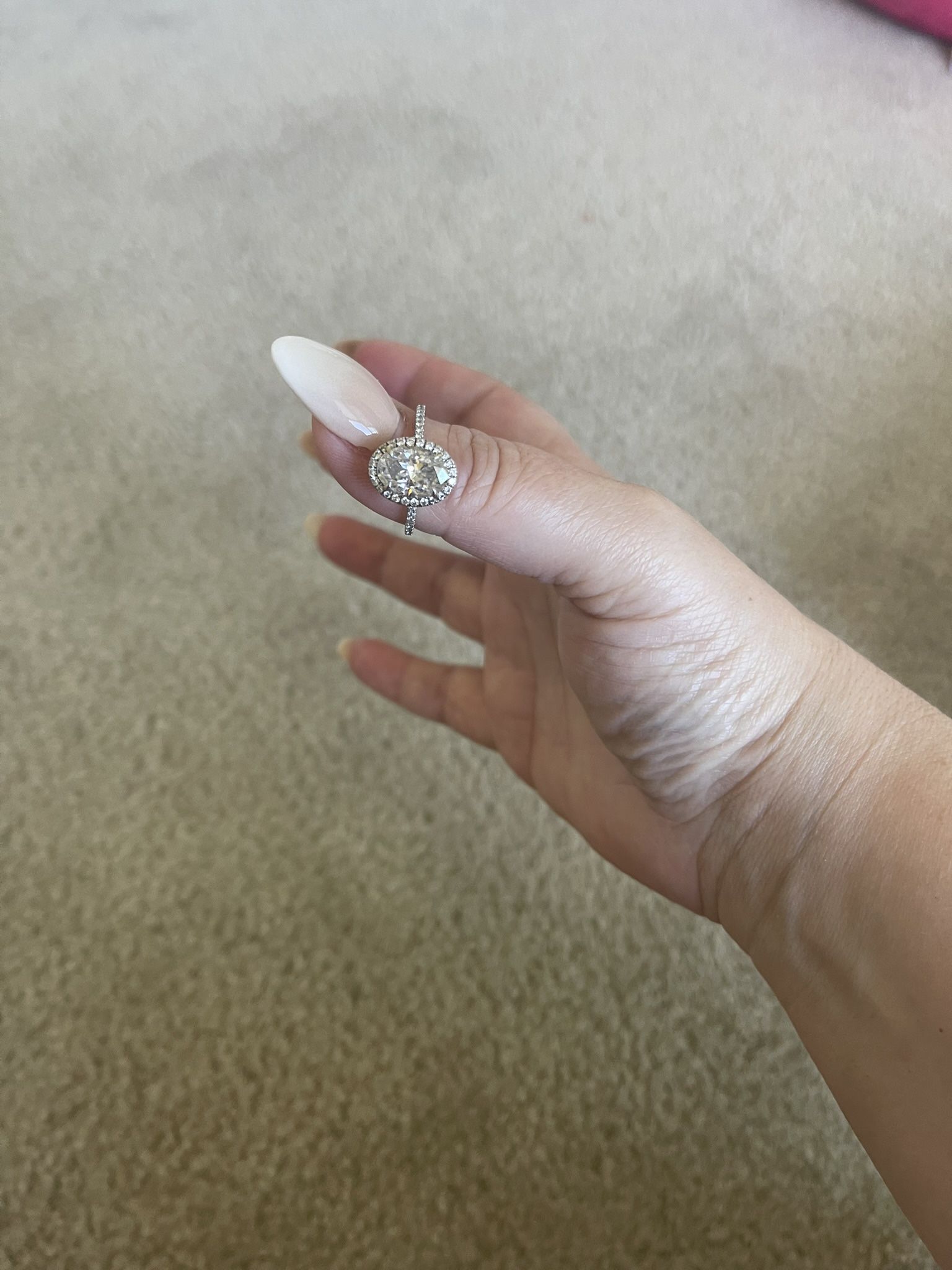 3 ct moissanite and 0.71 TCW diamond engagement ring
