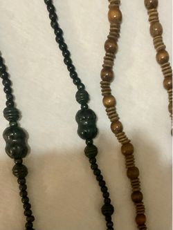 Set of two beaded wood necklaces