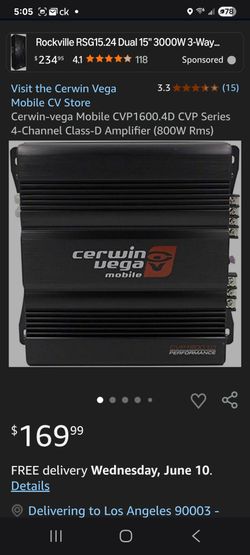 Cervin Vega 4 channel amp 1600.4