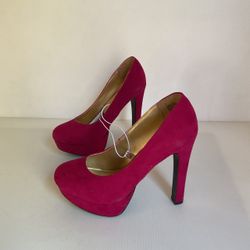 Hot Pink Suede Platform Heels size 7