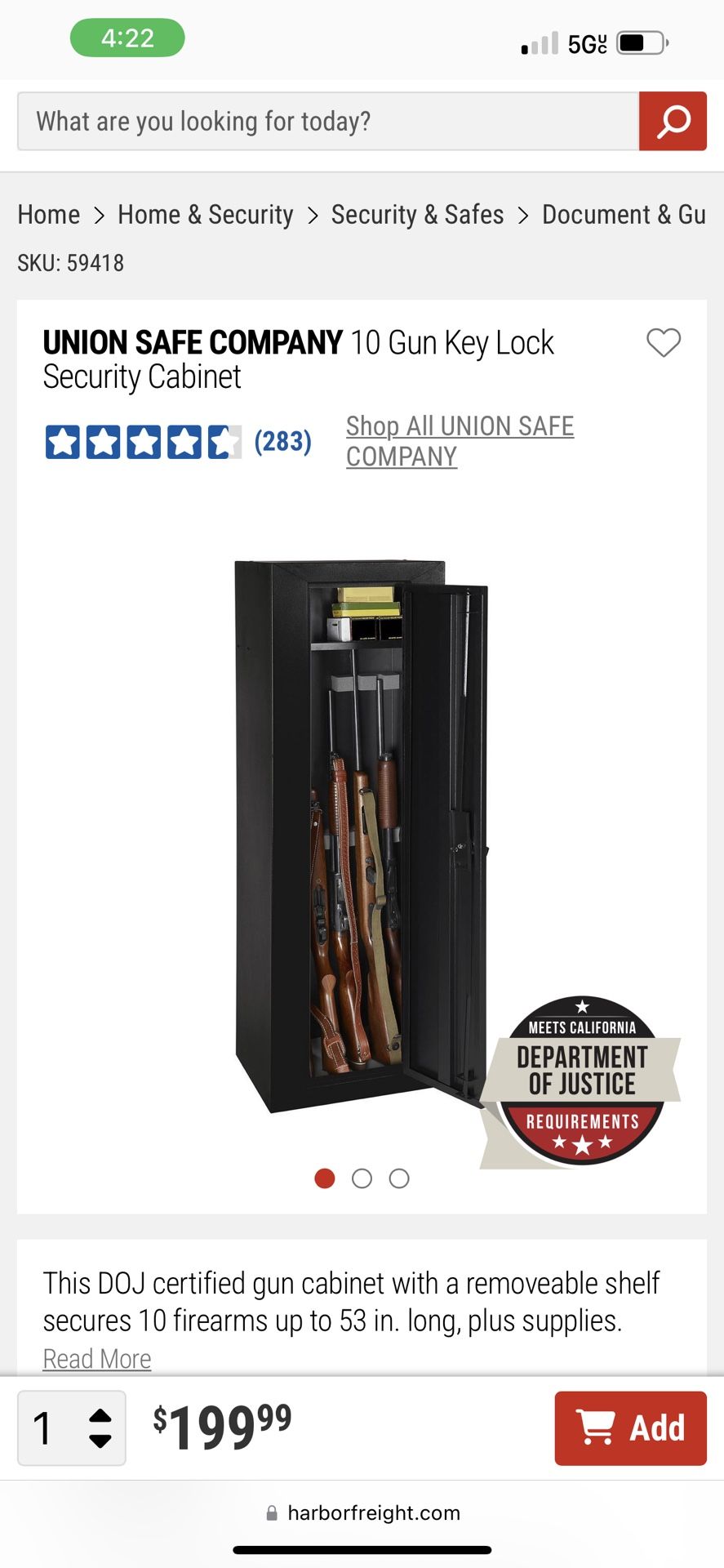 Union Safe Company Key Lock Security Cabinet